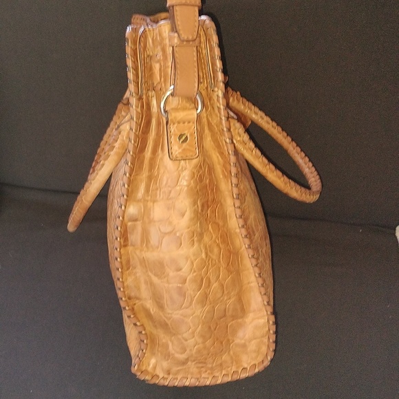 RARE Michael by Michael Kors brown crock embossed leather Hamilton satchel - Picture 5 of 15